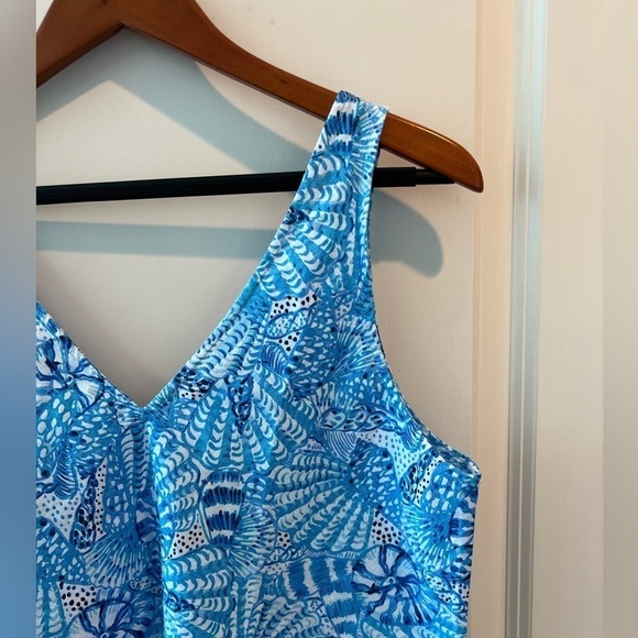Lilly Pulitzer FLORIN SLEEVELESS LINEN TOP, AMALFI BLUE BY THE SEASHORE - Picture 5 of 16